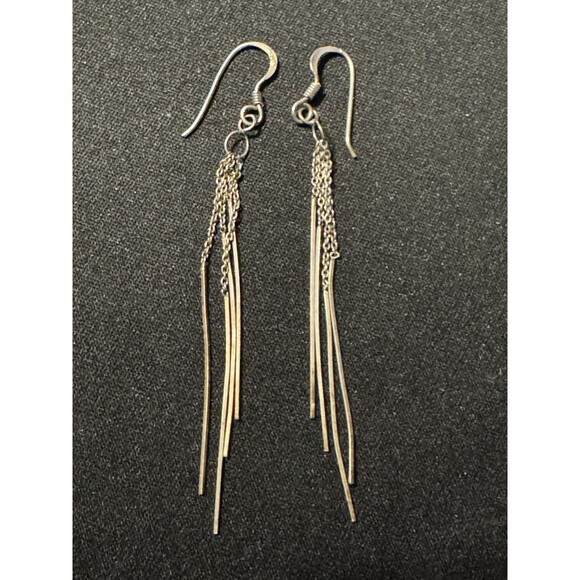 MC 925 Dangle Vintage Earrings Fish Hook Nice Patina - Picture 2 of 3